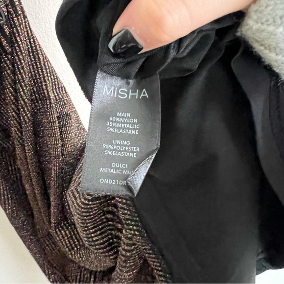 NWT Misha Dulci Metallic Stripe Cut Out Bodycon Dress - Picture 12 of 12